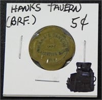 Hank's Tavern, Black River Falls, Wisc. 5¢ Token