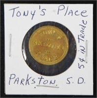 Tony's Place Parkston S.D. 5¢ Token