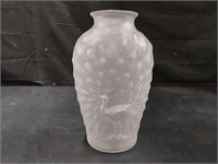Antique Frosted Glass Peacock Vase