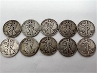 10 liberty silver half dollars