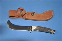 Marbles stag fixed blade w/ gut hook & sheath