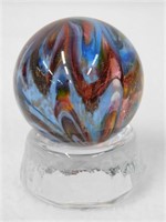 Vtg 1 1/2" dia glass marble signed M. Davis