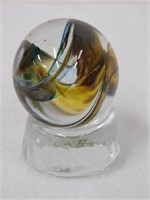 Vtg 1 1/2" dia glass marble signed Jim Davis