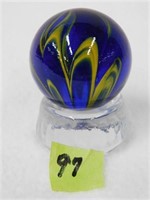 Vtg 1 1/2" dia glass marble signed Rob Davis