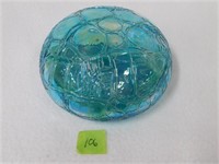 Vtg Intaglio glass paperweight, 4 3/8" dia