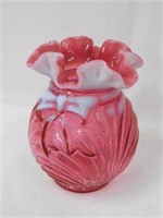 Vtg 6 1/2" Fenton cranberry vase