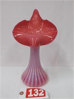 Vtg Fenton cranberry "Jack-in-the-Pulpit" vase