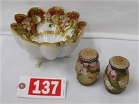 Vtg footed oriental china bowl, 6 1/2" dia