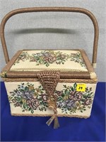 Tapestry Sewing Box w/contents  11x8x7