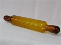 Antique hand blown glass amber rolling pin