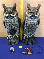 Two 16" Plastic Owls with Camera Lenses