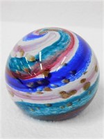 Vtg glass Gibson paperweight, 3" dia