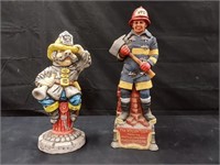 2 Fire Fighter Sculptures(VolunteerSealedw/Whisky)