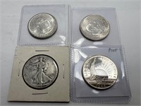 4 silver half dollars
