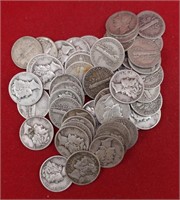 Full Roll (50) Mercury Dimes