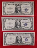 3 - 1935-F Silver Certificates - Nice Condition
