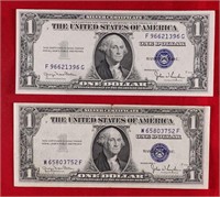 2 - 1935-D Silver Certificates - Nice Condition