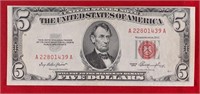 1953 $5 Red Seal US Note - Nice Condition