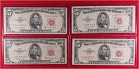 1953A / 3 -1953B $5 Red Seal US Notes