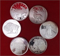 6 - 1 oz. Silver Rounds