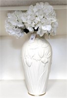 LENOX VASE WITH ARTIFICIAL FLOWERS