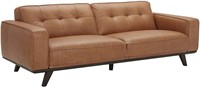 Rivet Bigelow Modern Leather Sofa with Wood Base