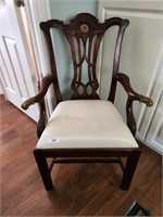 BRASS ACCENT CHIPPENDALE STYLE ARM CHAIR