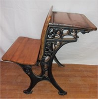 Antique cast iron school desk.