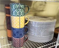 ASSORTED DISHES, COFFEE MUGS