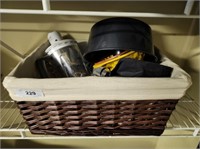 BASKET AND ASSORTED DECOR