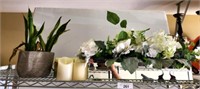 GROUP OF CANDLES, ARTIFICIAL PLANT, SNAKE PLANT