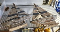 PAIR OF WOODEN DISTRESSED SAIL BOATS 20IN