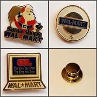 3 WAL-MART Employee Pins - 5 Yrs ,  Santa +