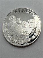 1991 Mt Rushmore silver dollar