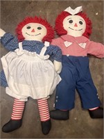 Vintage Handmade Raggedy Ann and Andy dolls