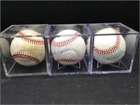 Three Hank Aaron Signed Baseballs