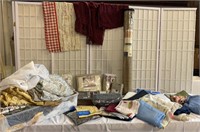 Large Lot of Linen, Curtins, Table Cloths & More