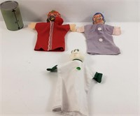 3 marionettes vintage avec tête de plastique