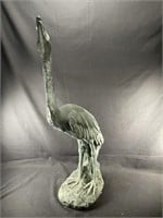 Metal Heron Statue Yard Art 30" Tall