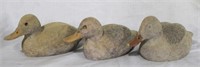 Lot of 3 carved wood ducks - 10.5 x 5