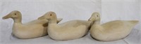 Lot of 3 carved wood ducks - 9.5 x 5