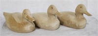 Lot of 3 carved wood ducks - 8.5 x 4