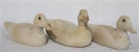 Lot of 3 carved wood ducks - 8.5 x 4