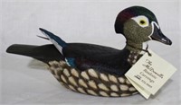 Wood Duck Hen miniature, carved & painted