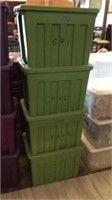 Stack of four green totes