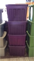 Stack of four purple totes