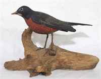 Red Breasted Robin painted wood bird
