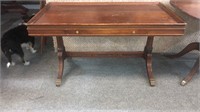 Mahogany coffee table with pull out glass serving