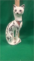9 inch tall Acoma pottery cat by P. Iule