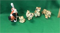 Five cat figures. Italian and others